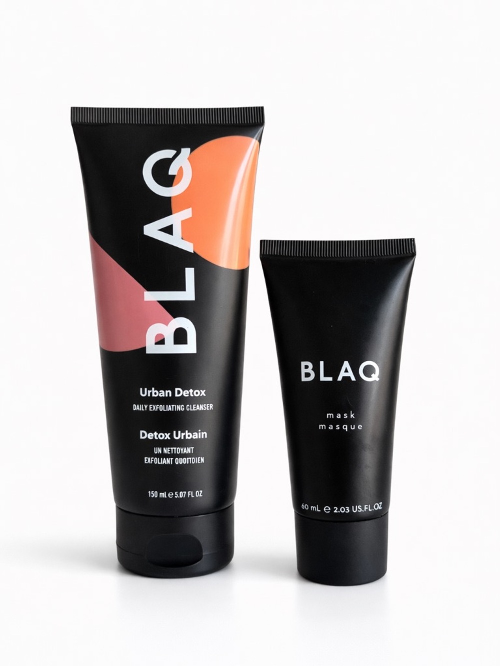 BLAQ Urban Detox Cleanser + Charcoal Mask Bundle Full Size Skincare Set. New
